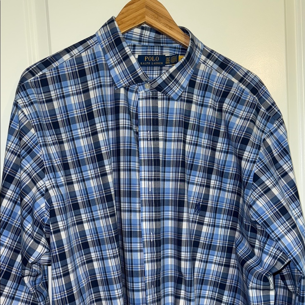 Polo by Ralph Lauren Blue Plaid Men's Shirt 2XLT NWOT
